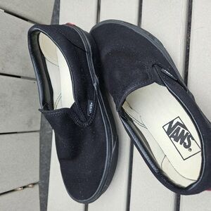 Vans Black Sneakers Slip-On Canvas Unisex (W size 8.5, M size 7)